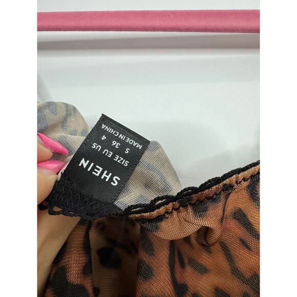 Women's S Leopard Brown Cami Y2K Spaghetti Stap Shein Coastal Grunge Streetwear - Picture 5 of 6